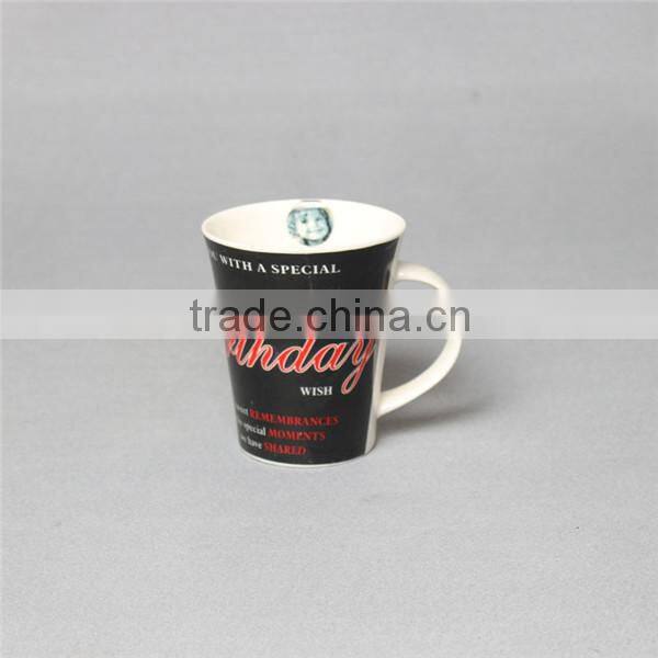 2015 customize white new bone china mugs with decal