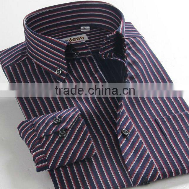 European style long sleeve stripe latest design button collar fashion men arrow shirt