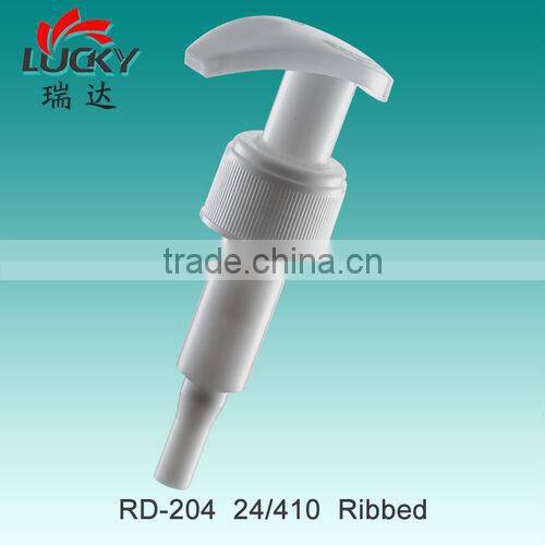 28mm plastic left right lock lotion pump ribbed closure hand shampoo pump