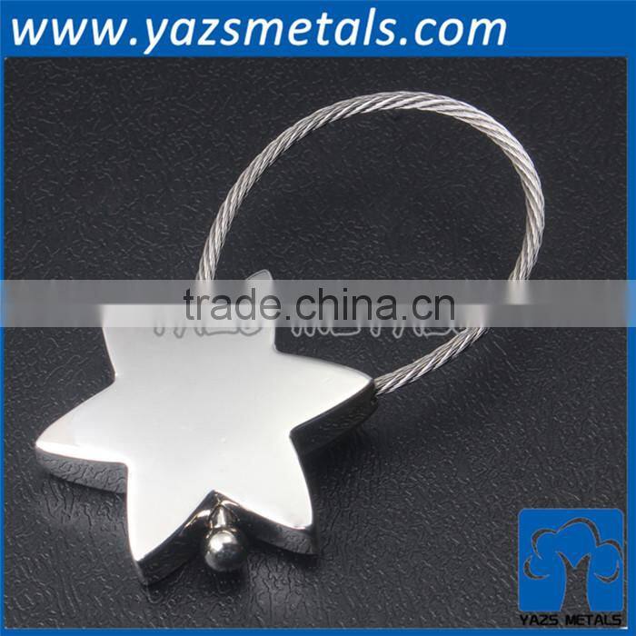 star shape blank metal keychain with U shaped hook