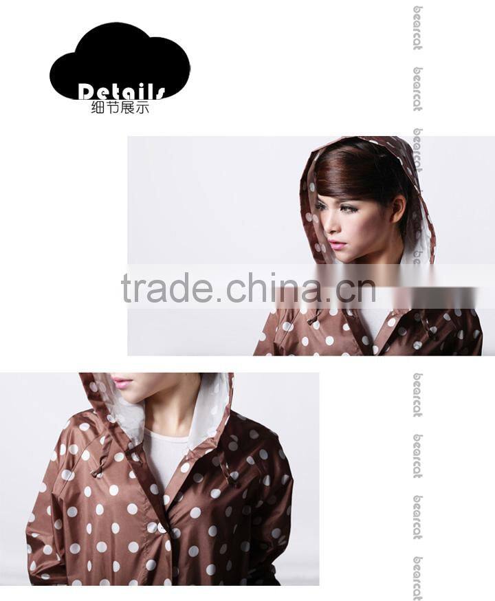 BEARCAT personality slim raincoat,dot women Poncho