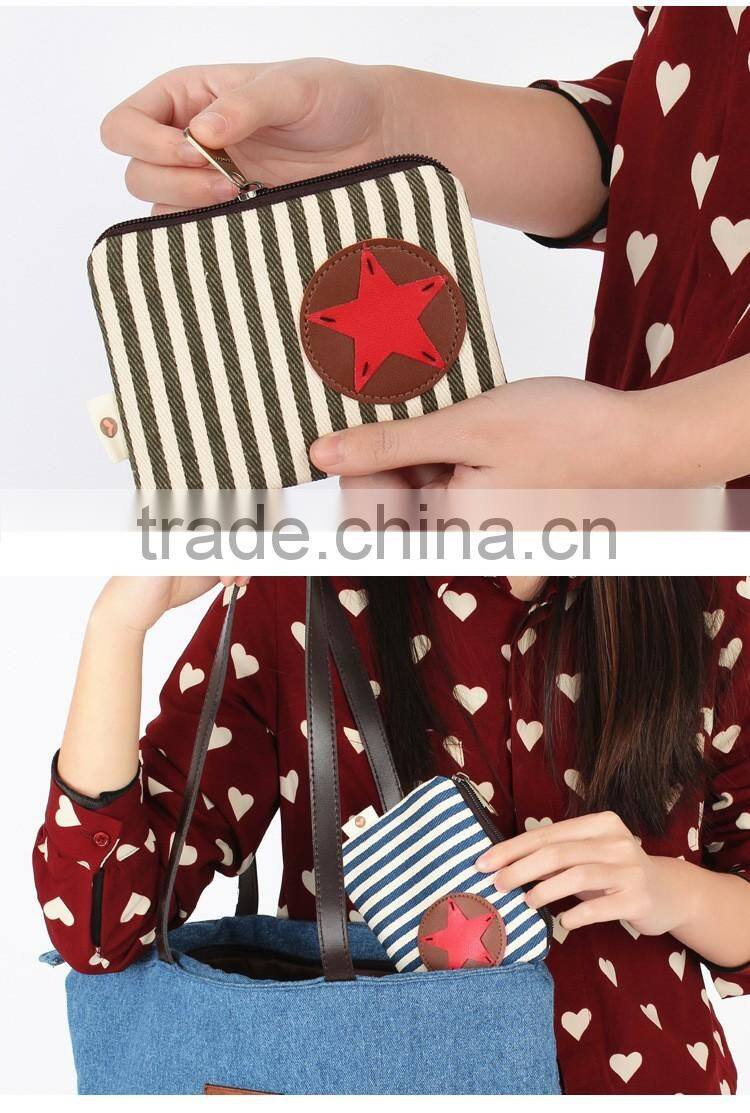 Canvas stripe coin purses wholesale small cheap purses