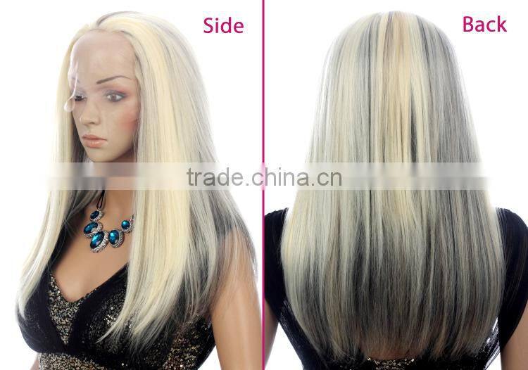 Whoesale cheap ponytail lacefront blonde wig ombre synthetic lace front wig