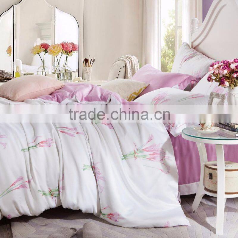 King size luxury white hotel bed sheet sets 100% cotton textile fabric bedding set printed single bed comforter sheet set