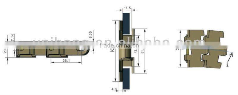plastic slat top chain for chain conveyor 879BS
