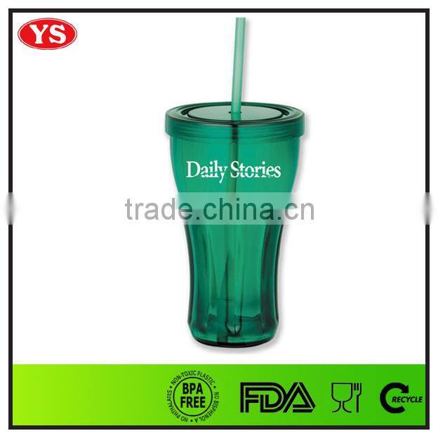 bpa free promotional single wall 16oz plastic tumbler with straw