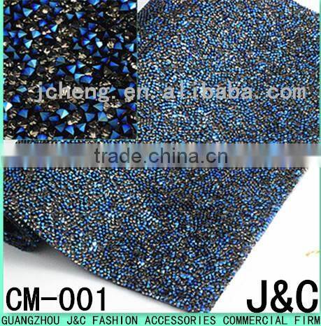 2016 new black color rose flower shaped lace hot fix crystal rhinestone mesh