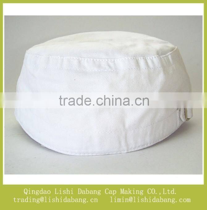 custom short brim flat top white hat