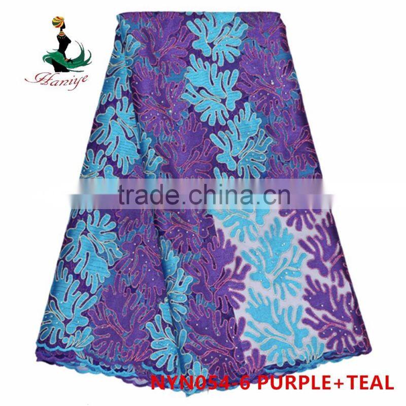 2016 Haniye Wholesale cheap African tulle lace fabrics for wedding dress/NYN54