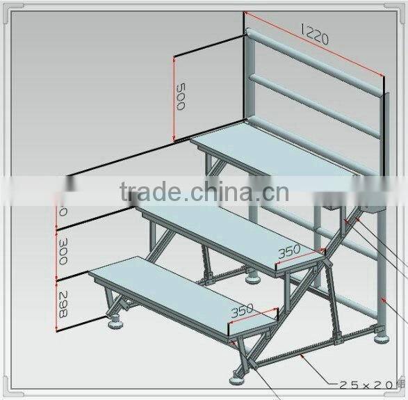 Best price aluminum stair riser/aluminium choral risers for sale