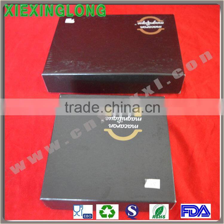 Brand new 12-packing paper folding gift box for macaroons custom design printing black color