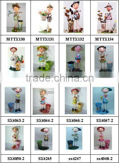 Handmade Garden Metal Doll Metal Fairy with flower pot