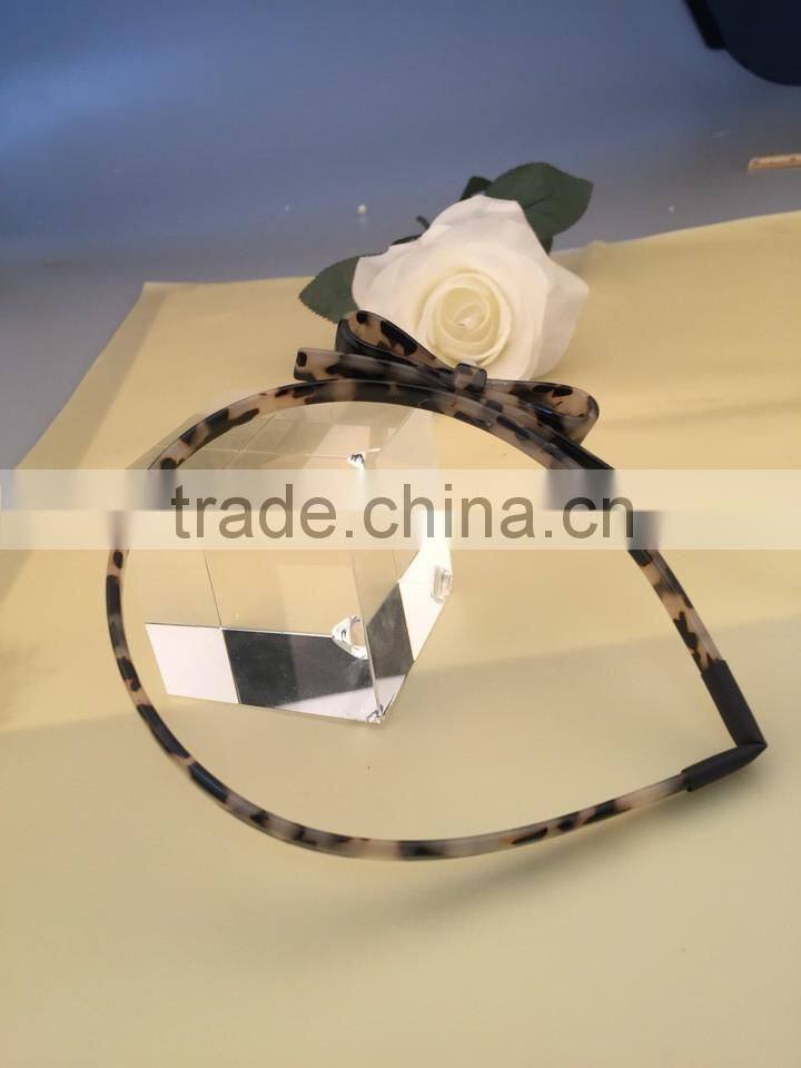 Eco-friendly cellulose acetate bow headband customize Fancy hand band with round pearl decorative for ladies girls career women