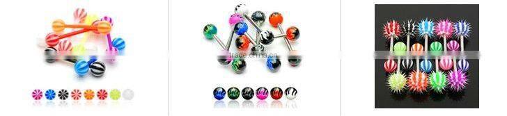 Light Blue Soccer Ball Barbell Tongue Ring Jewelry Body Piercing