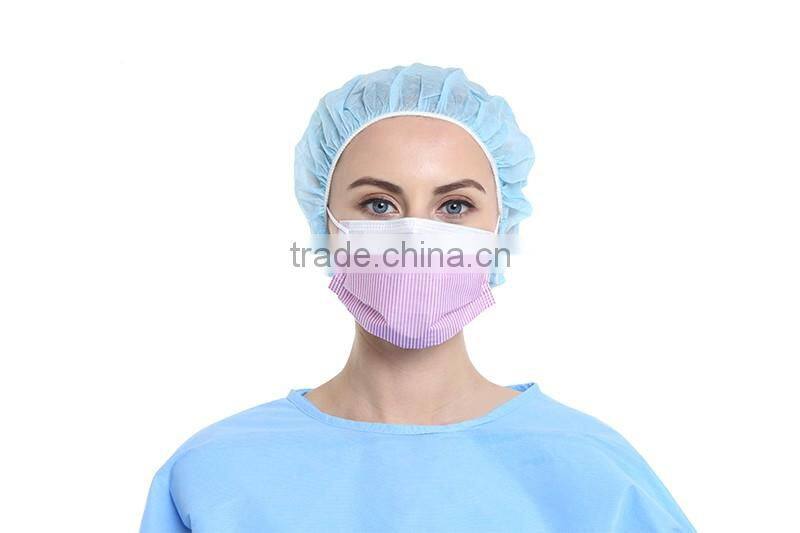 Industries Print Procedure Surgical Face Mask with earloop , anti-fog and isolation Mask , nice pink