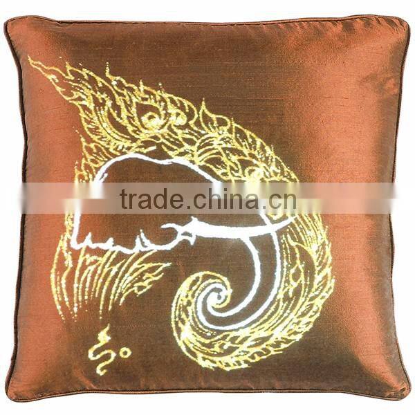 Pillow Case Cushion Covers Silk Art Fabric Painting Handmade Thailand ELEPHANT Floral