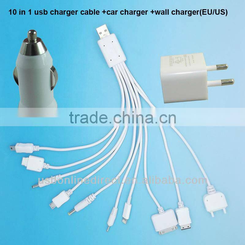 usb charger 10 in 1 portable multi usb phone charger cable