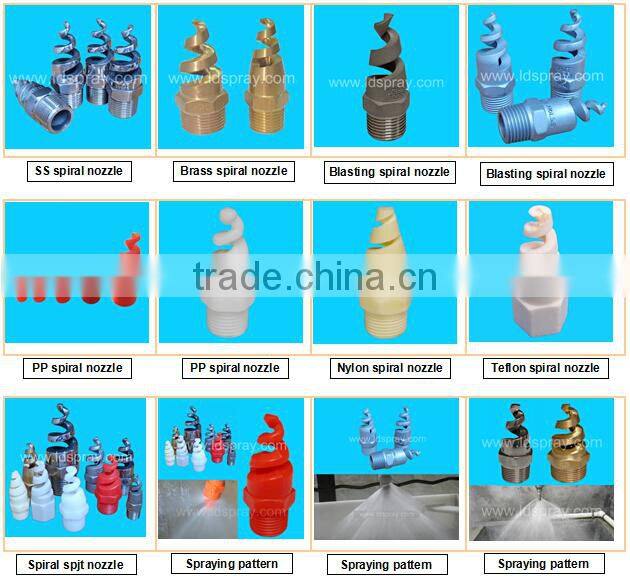 3/8" to 2" male brass HHSJ spiral nozzle with solid cone-shaped spray pattern