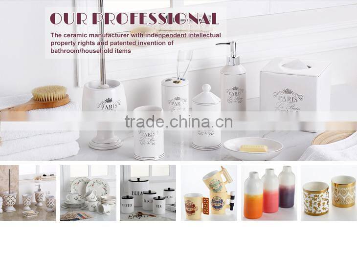 Red flower promotional gifts ceramic square bathroom set