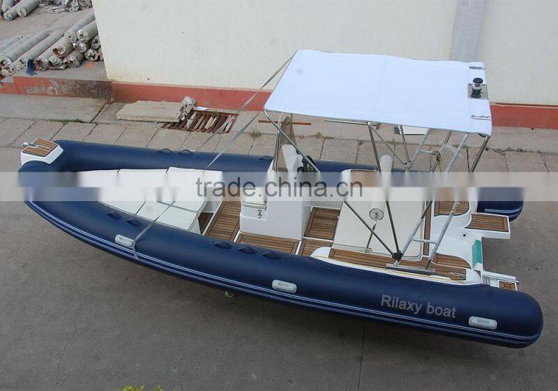 RILAXY High Speed Yacht Boat for sale, Low Price 24' Luxury RIB Boat with Orca Hypalon Tube RIB 730, Mini Yacht Made in China