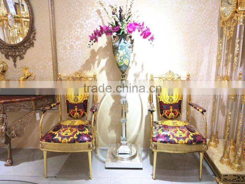 French Louis XV Luxury 18/24K Gold Plated Brass Armchair/ Gilt Royal Throne Armchair For Living Room