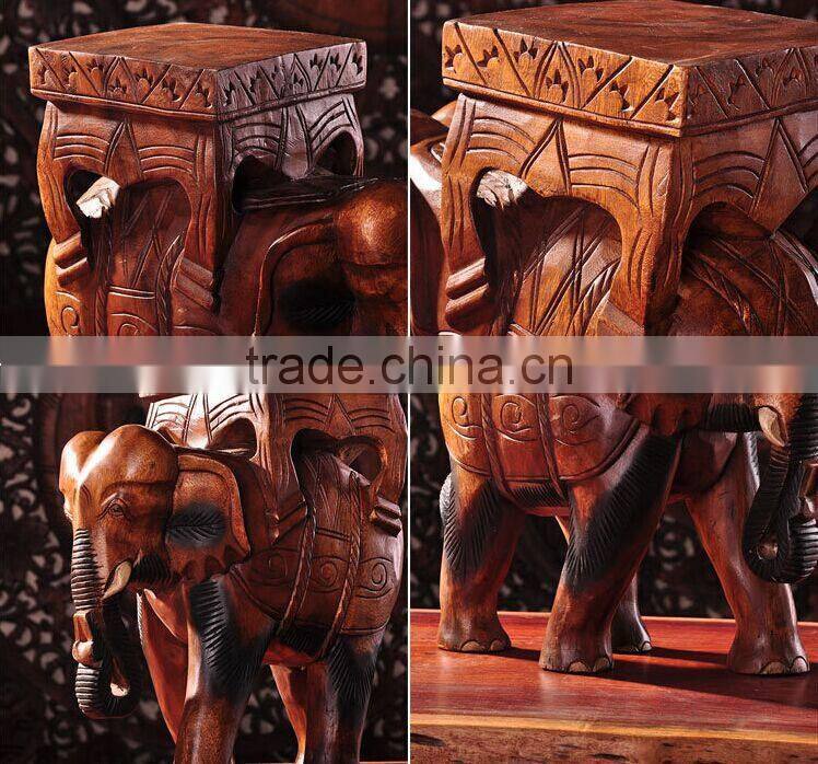 Thailand Style Wood Carved Elephant Chair, Elephant Shape Design Handcarved Little Chair (BF01-X1162)