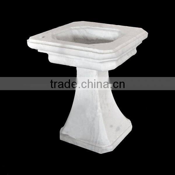 Simple Style White Marble Bathroom Pedestal Sinks