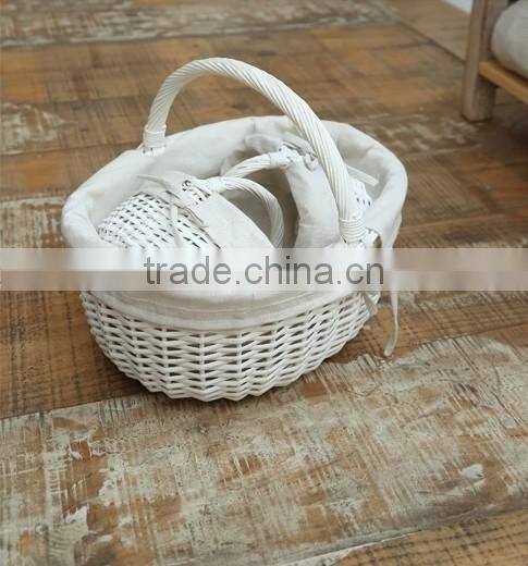 wholesale white wicker basket with handle wicker shopping basket