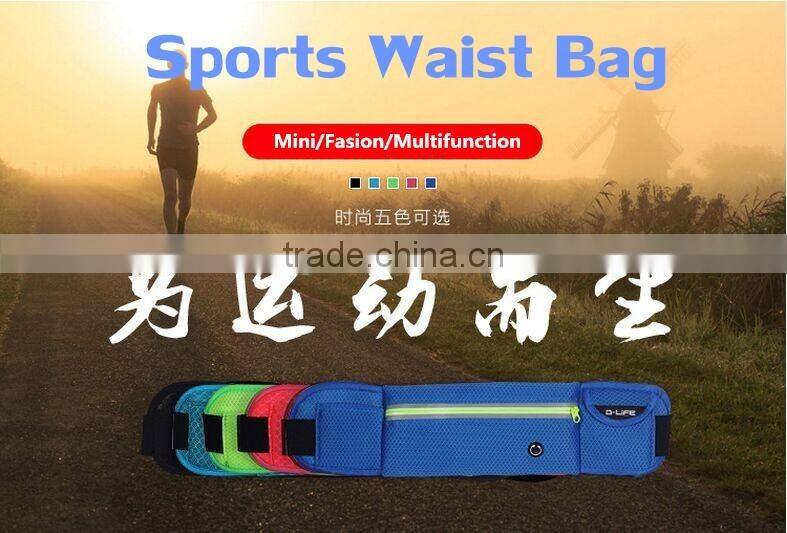 Waterproof Running Sports Waist Bag Outdoor Multifunctional Fasion Running Waist Band Bag With Earphone Hole