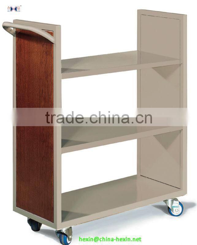 Double layers steel book cart,durable and stronger Book Trolley,Steel Movable Metal Book Cart