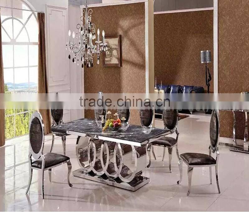 Modern 10 seater marble top metal table whlesale dining room furniture