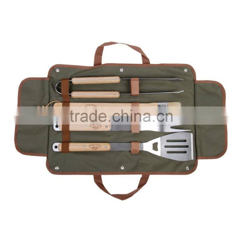 WS-BQ01 Outdoor stainless steel grill bbq tool set with apron portable bag