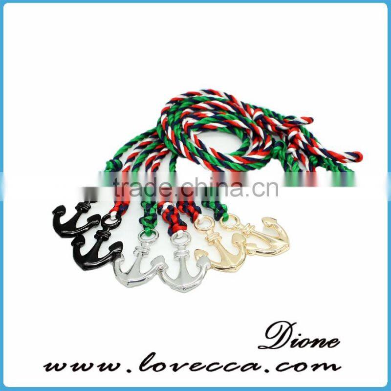 Gentleman Permanent Blue and Red color Rope Stainless Steel Bracelet Anchor