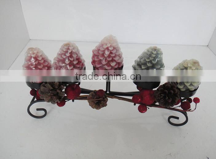 Decoration Pine Cone wrought iron candle holder