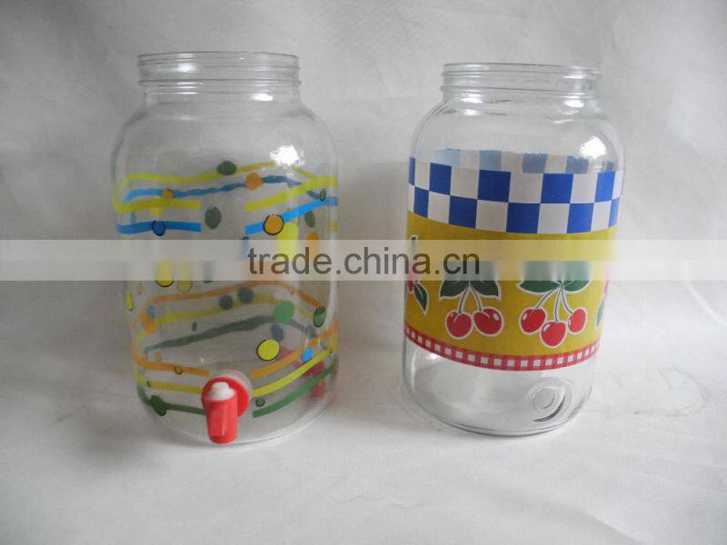 big capacity glass beverage dispenser with plastic tap