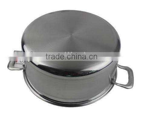 Stainless steel casserole cookware pot with glass lid