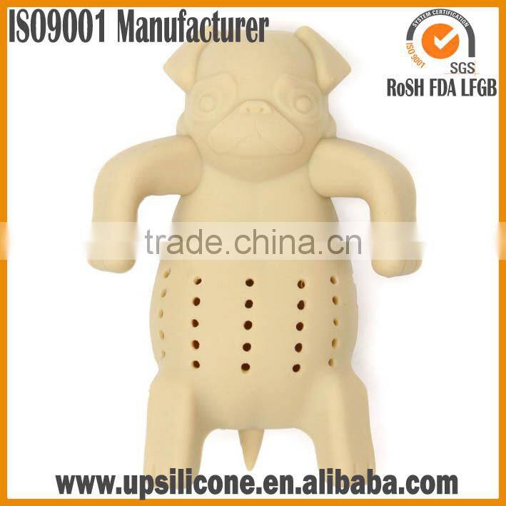 food grade BPA free cute dog/pet/ animal silicone tea infuser , pug shape tea infuser