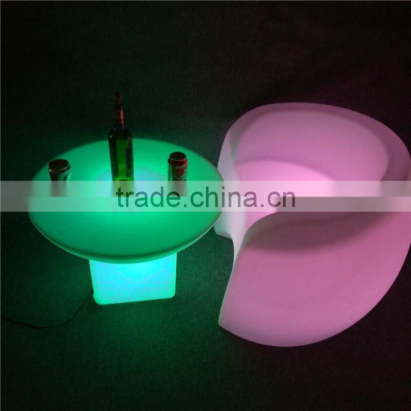 Modern classic plastic colorful lighting illuminated RGB LED chair with table