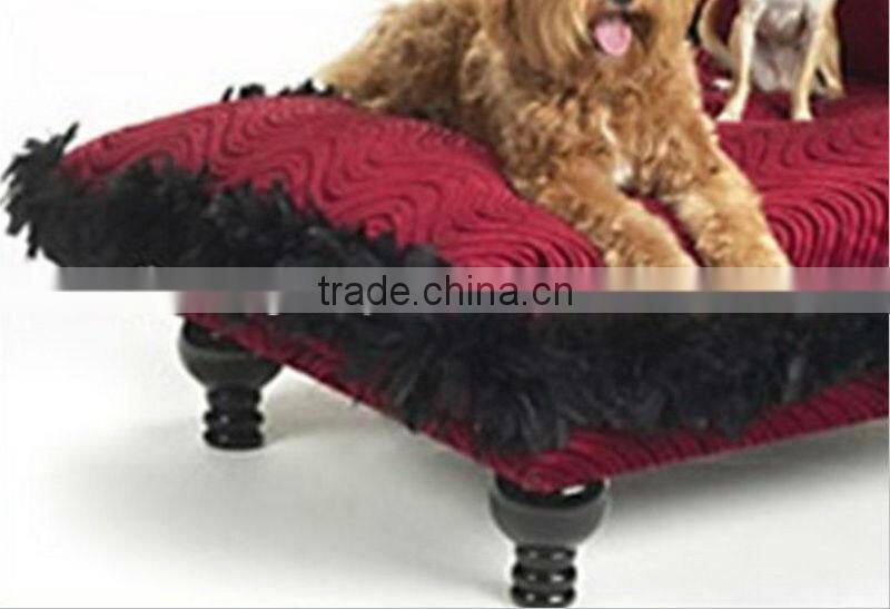 Luxury Red Pet Bed/The Chaise Bed Collection Celebrity Furniture/Beautiful Turkey Feather Trim Dog Bed-BG800003