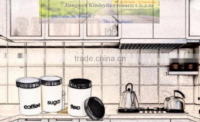 Plastic lid tea sugar coffee kitchen container set of 3