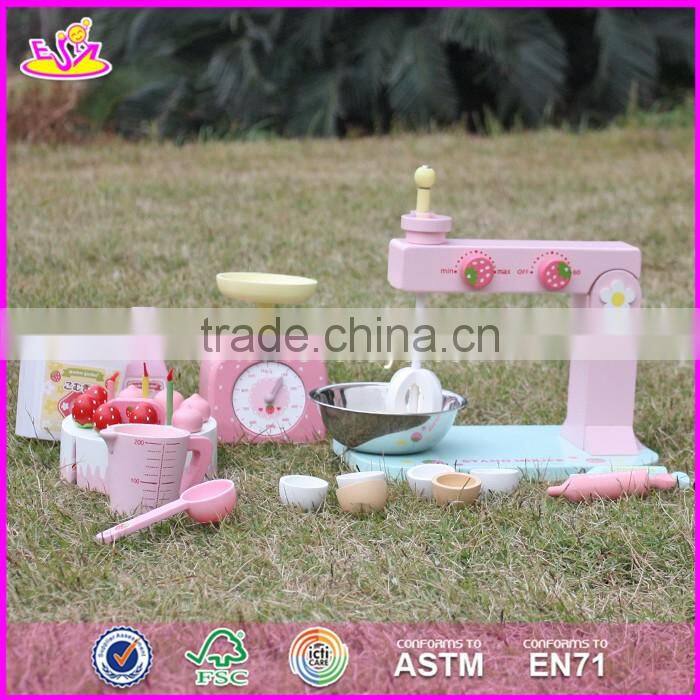 2017 New products children pretend play wooden toy set make a cake W10D013