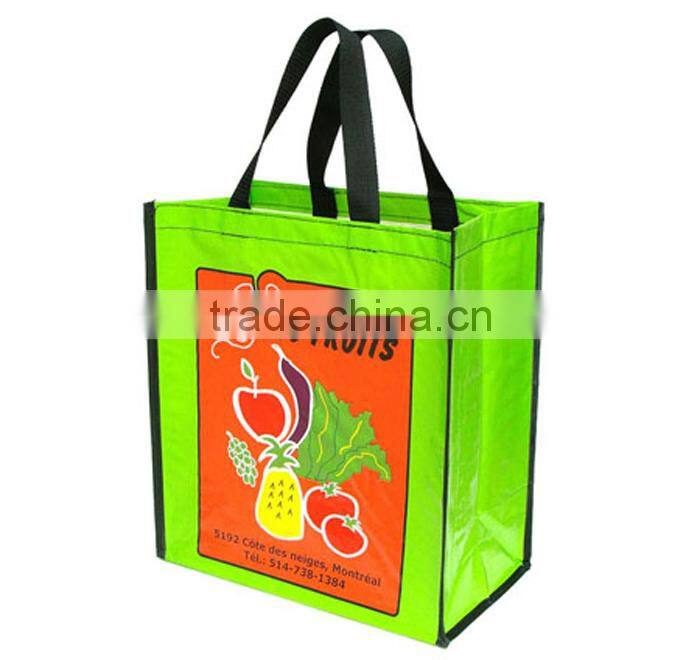 China recyclable Bopp glossy laminated pp woven shopping bag