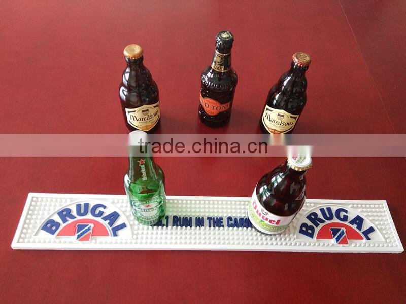 Top quality simple logo design waterproof white spill bar mat beer