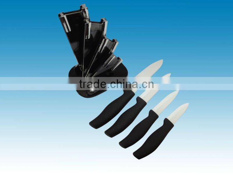 4 pieces ceramic kitchen knife set with Arylic block