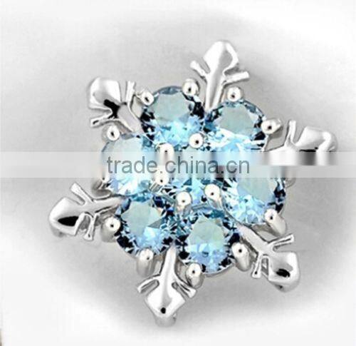 Cheap 2016 new XMAS Gift Blue Crystal Snowflake Frozen Flower Silver Plated Necklace Pendant