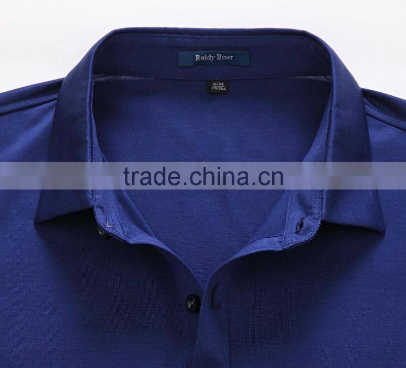 Raidyboer Men's solid color long sleeve t shirt 100%cotton with placket Raidy boer