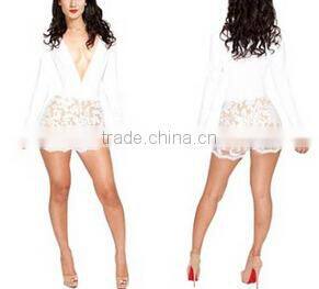 Sexy elegant deep V neck sleeveless red short rompers womens jumpsuit