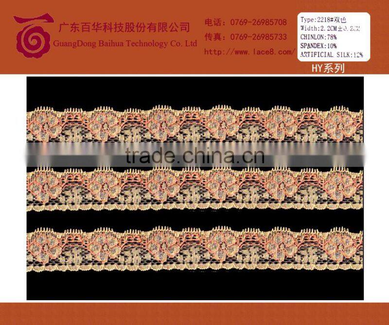 Tricot floral embroidered applique lace trimming fabric for dress