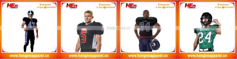 Hongen apparel Custom Spandx sublimation team American football sets uniforms Dye sublimation sports football kits uniforms