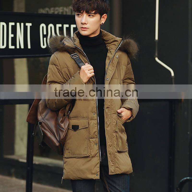 2016 top quality wind proof mens parka winter jacket with fur hood parka jackets wholesale blank
